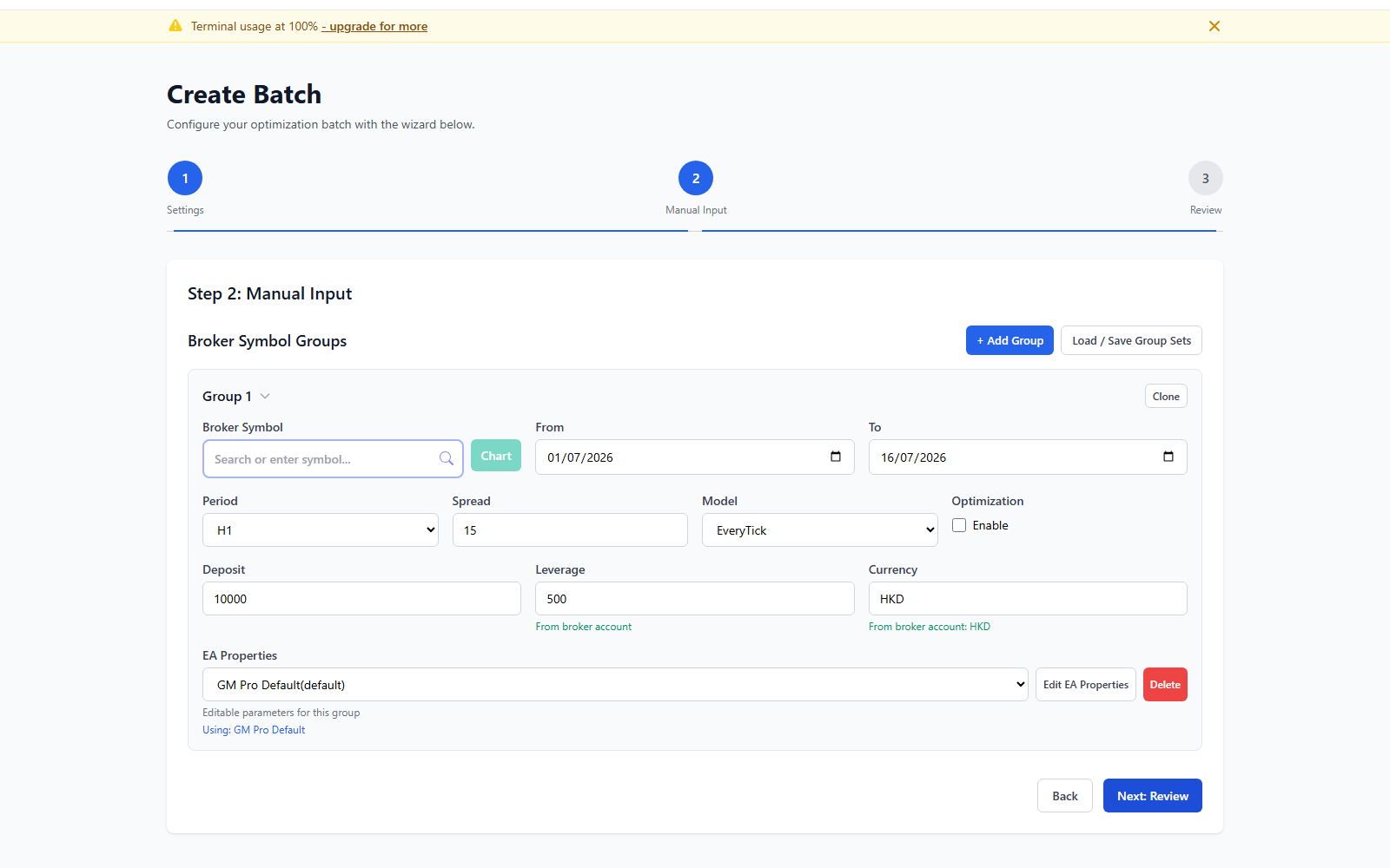 Manual Batch Creation