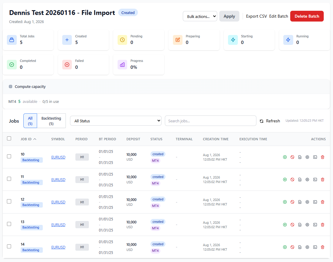 Smart job queue in BacktestPilot